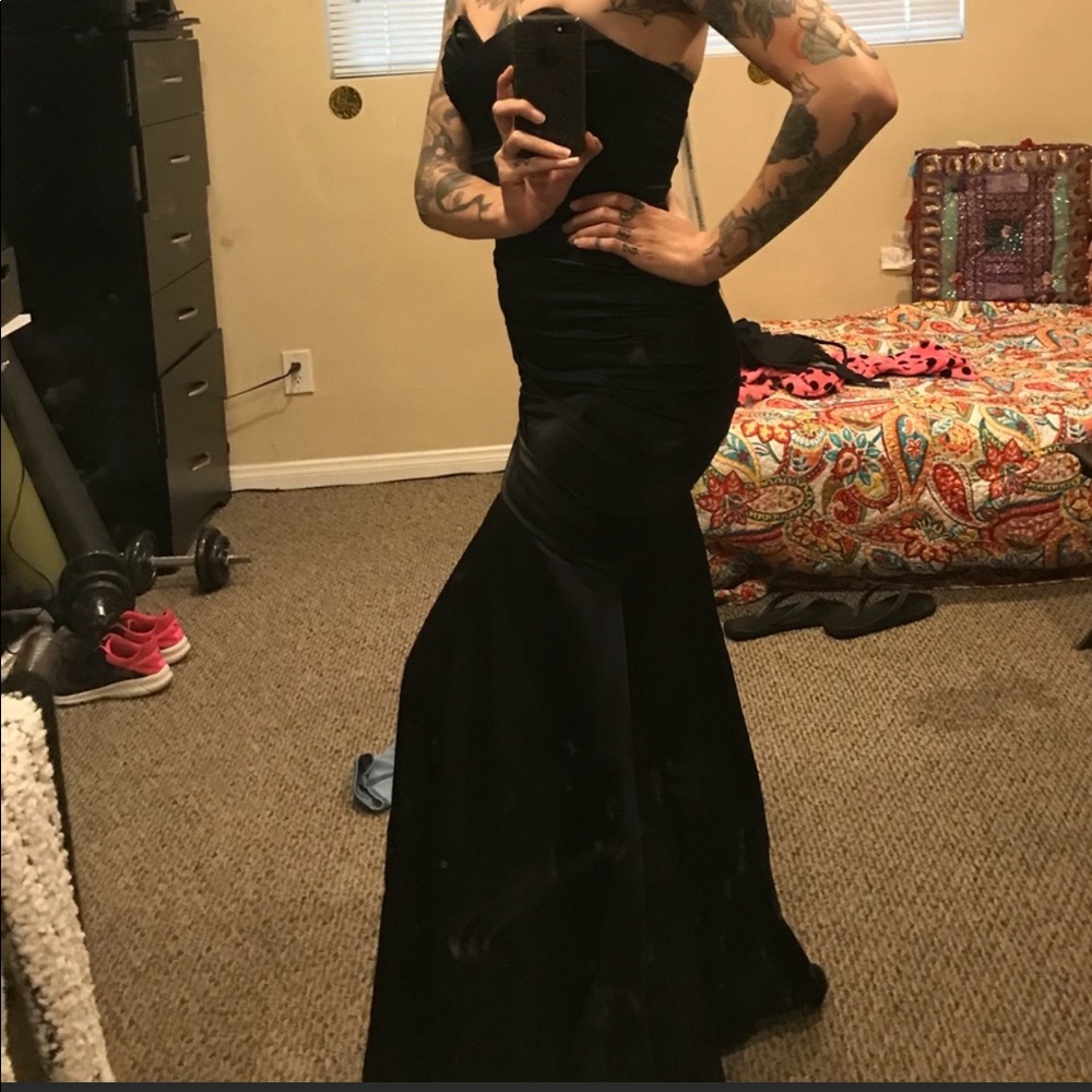 Black David’s bridal bridesmaid dress